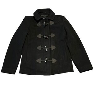 GAP Womens Black Wool Blend Toggle Duffle‎ Coat Jacket XS